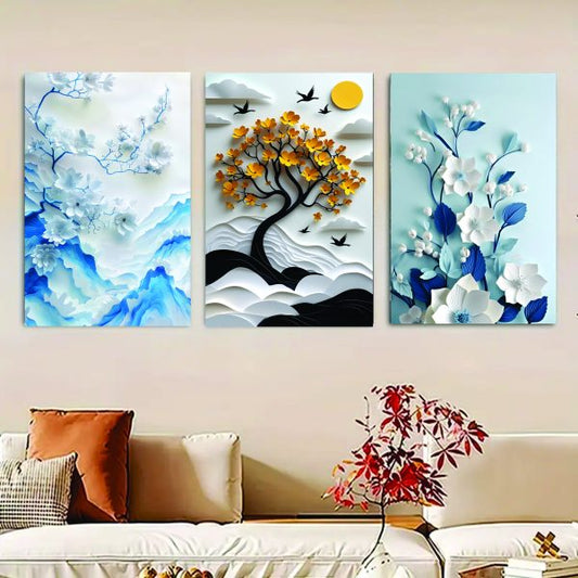 Flower Tree Art Wooden Frames-Set of 3